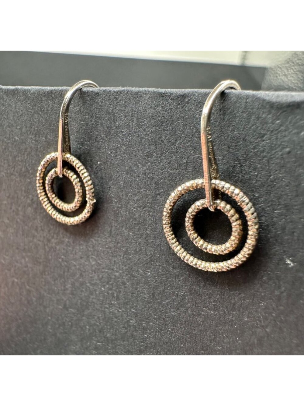 Dyadema Italy 925 Sterling Silver Textured Dangle Earrings Circles Estate
